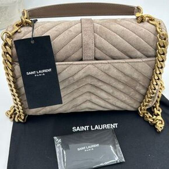 Women's Saint Laurent Ysl quilted medium suede shoulder Bag made in Italy - Picture 3 of 16